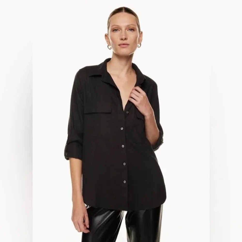 Aritzia Babaton Utility Poplin Shirt in Black